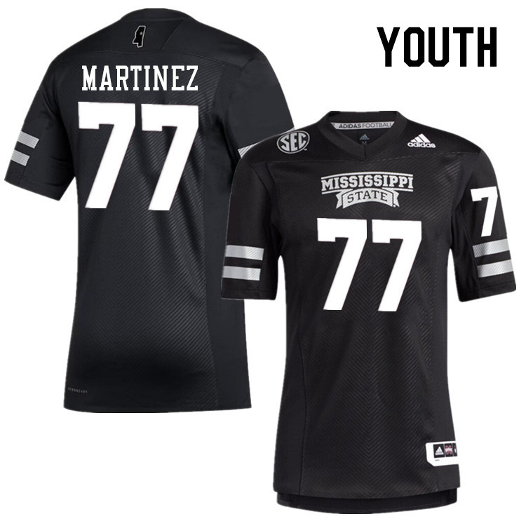 Youth #77 Marlon Martinez Mississippi State Bulldogs College Football Jerseys Stitched-Black